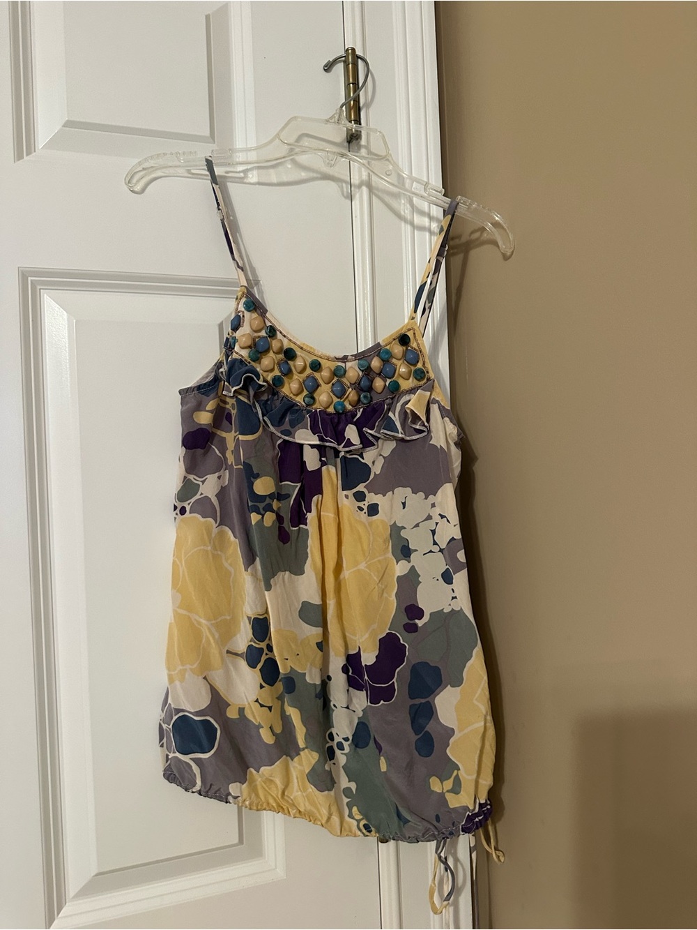 Sugarlips Yellow, Purple & Blue Floral Beaded Cami Top